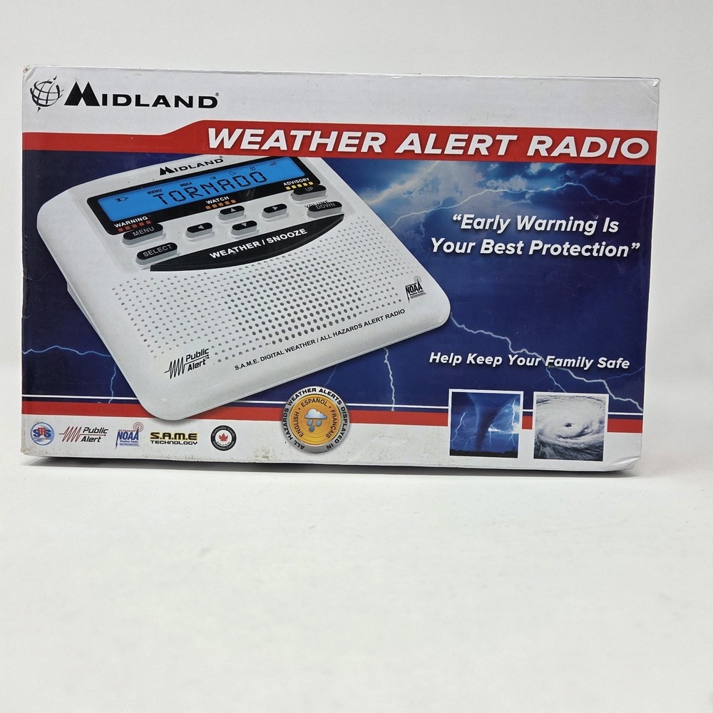 Midland WR-120EZ Emergency Weather Alert Radio with Alarm Clock  - White